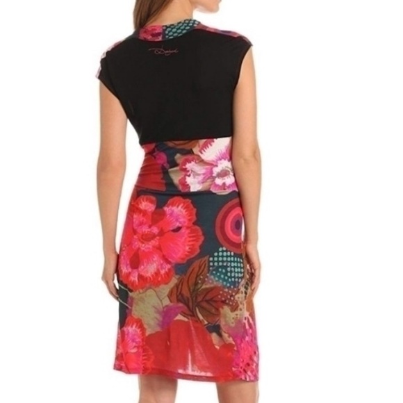 Desigual Azucena Midi Twist Front Floral Dress Size Large. - Picture 2 of 15